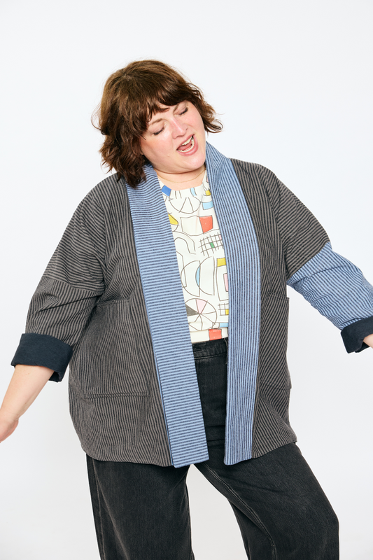 Open Front Cardigan Jacket - Railroad