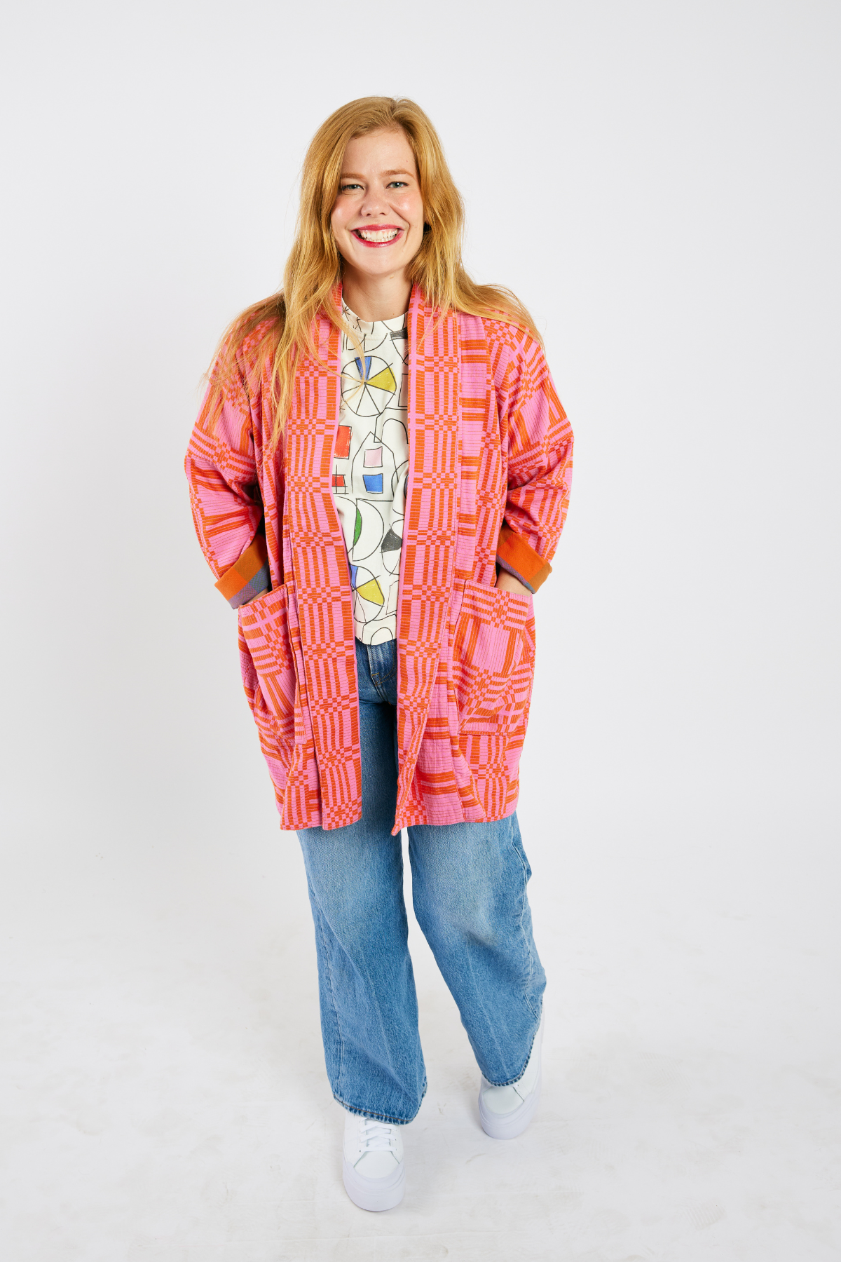 Open Front Cardigan Jacket - Pinky