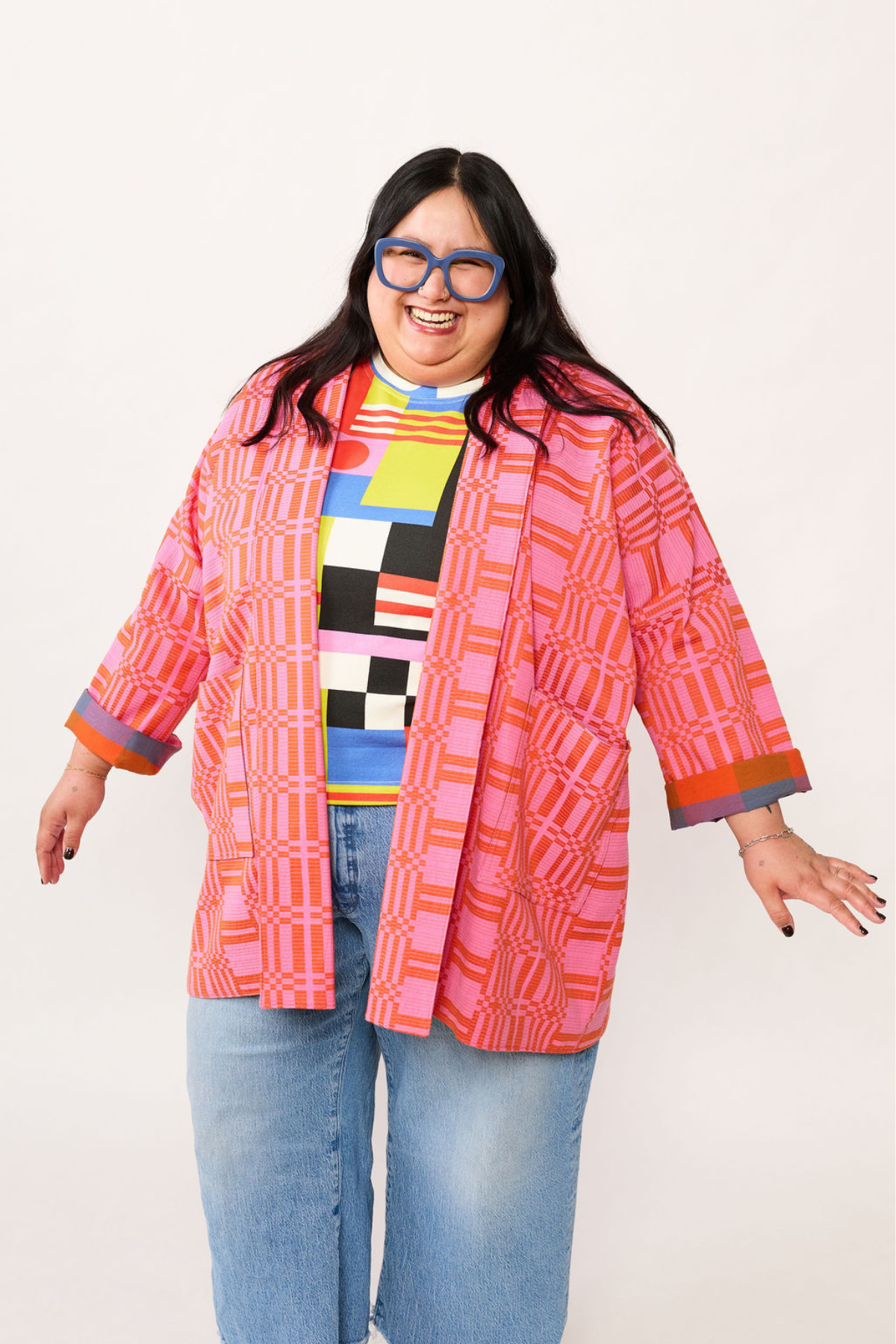 Open Front Cardigan Jacket - Pinky