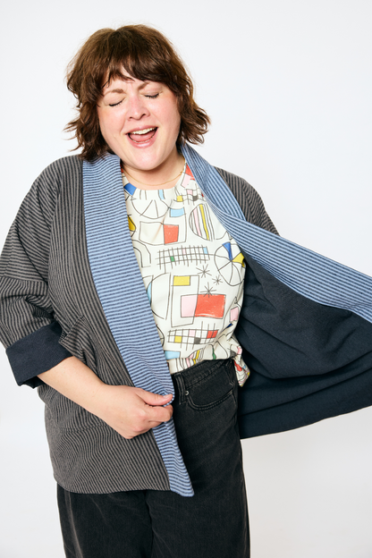 Open Front Cardigan Jacket - Railroad