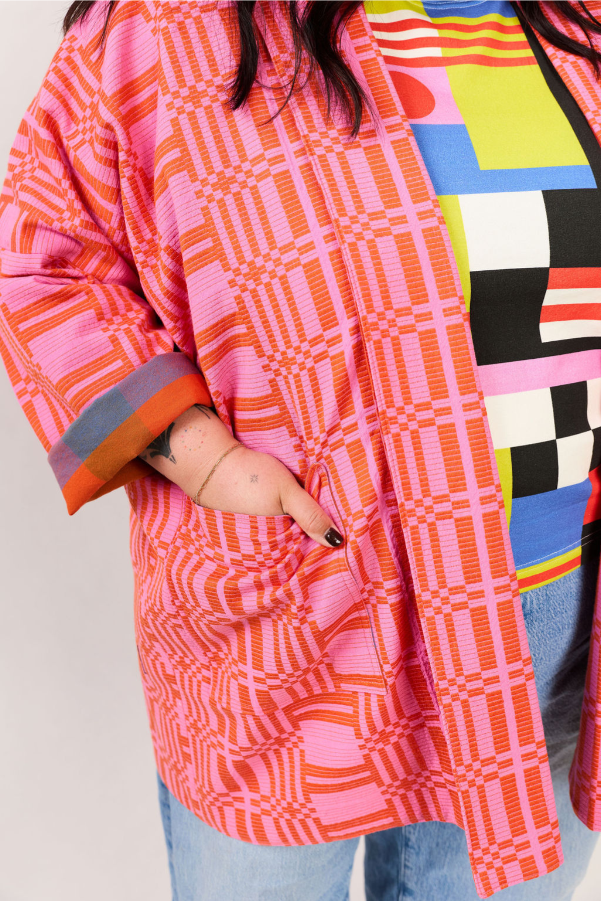 Open Front Cardigan Jacket - Pinky