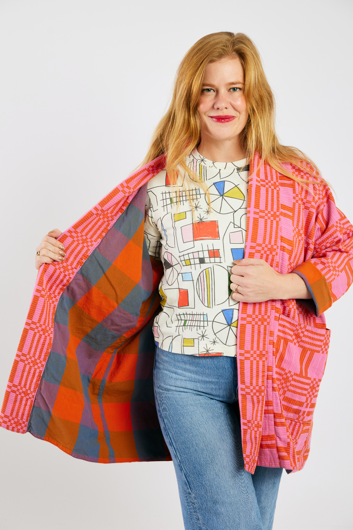 Open Front Cardigan Jacket - Pinky