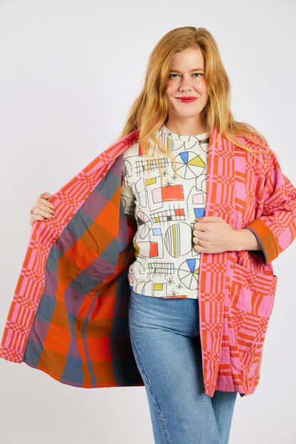 Open Front Cardigan Jacket - Pinky