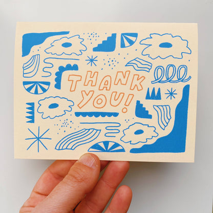 Blue Illustrated - Thank You Card
