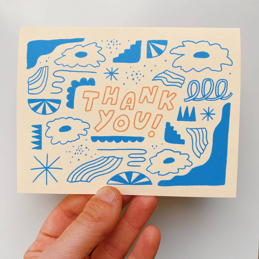 Blue Illustrated - Thank You Card
