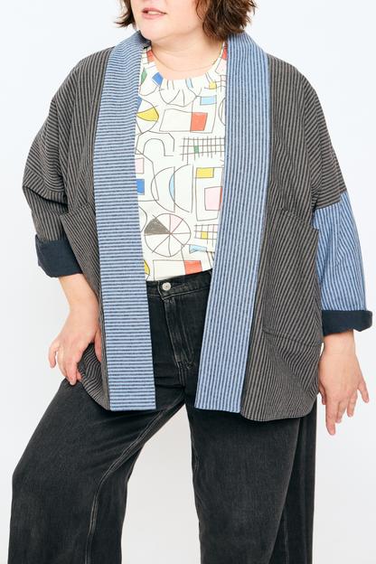 Open Front Cardigan Jacket - Railroad