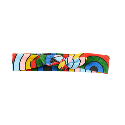 Colorful headband with abstract design on a white background