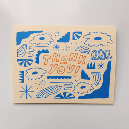 Blue Illustrated - Thank You Card