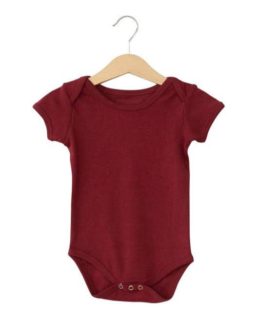 Organic Short Sleeve Baby Bodysuit - Maroon
