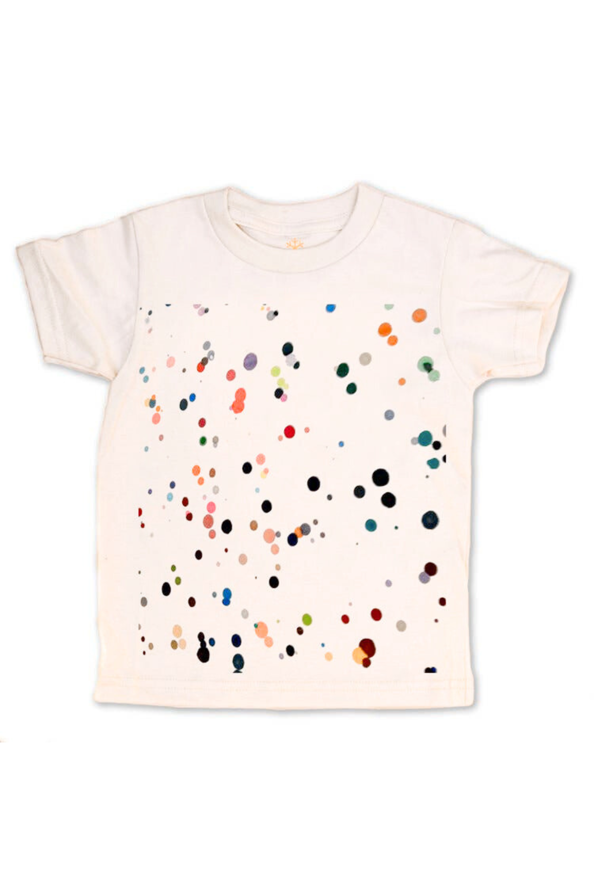 organic cotton kid t-shirt with colorful dot pattern 
