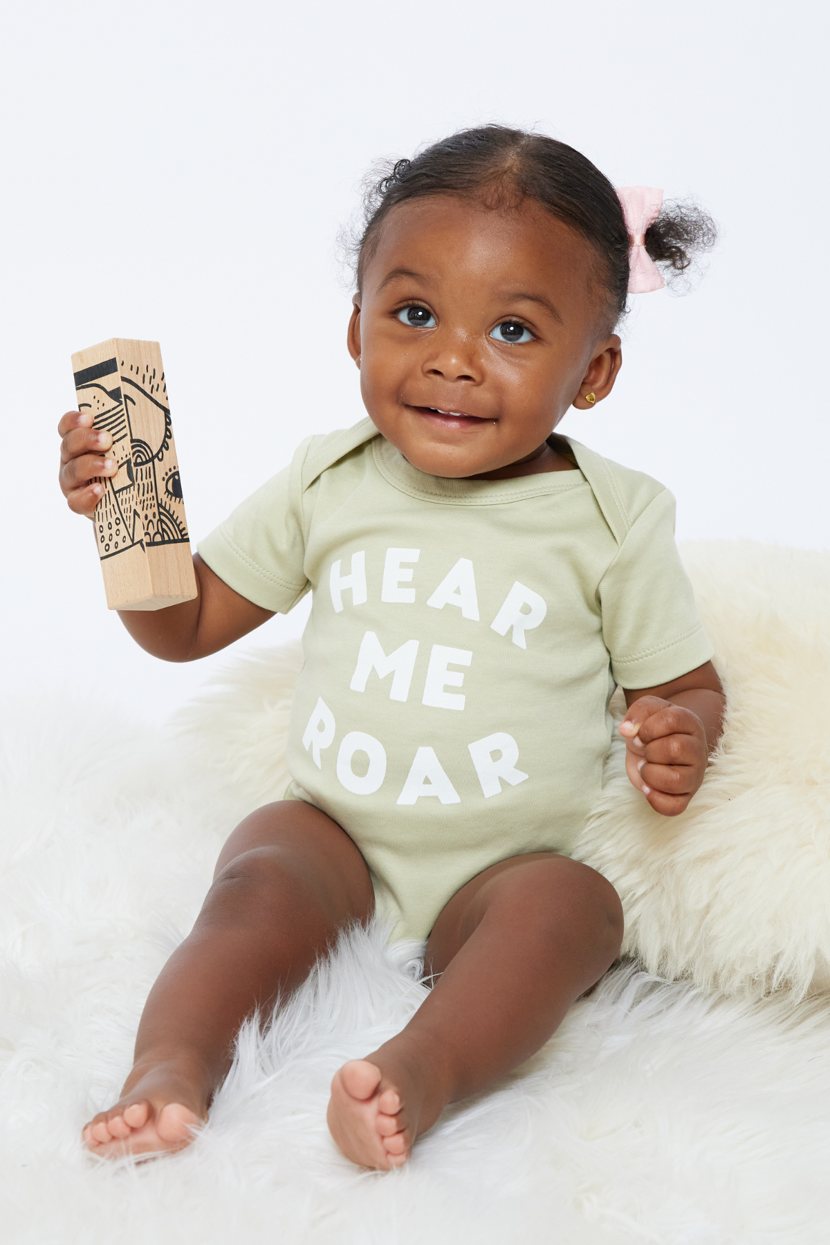 Hear Me Roar - Green Baby Bodysuit