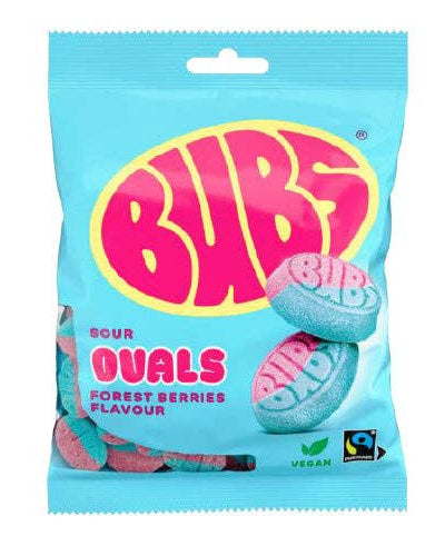 BUBS Sour Duals Forest Berries Flavour candy package on a white background