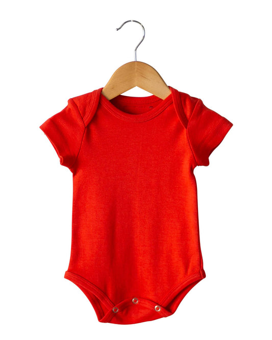 Organic Short Sleeve Baby Bodysuit - Tomato