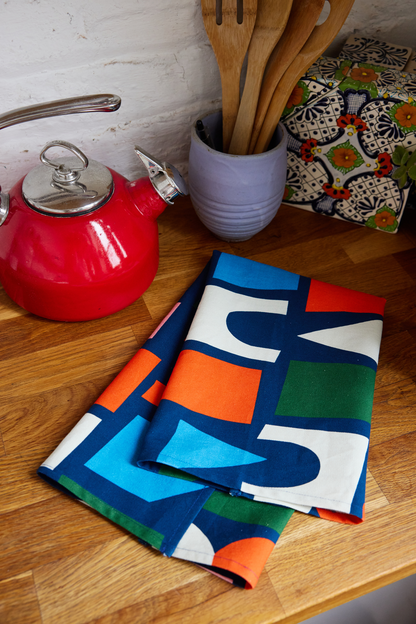 Organic Cotton Tea Towel - Shapes Ahoy