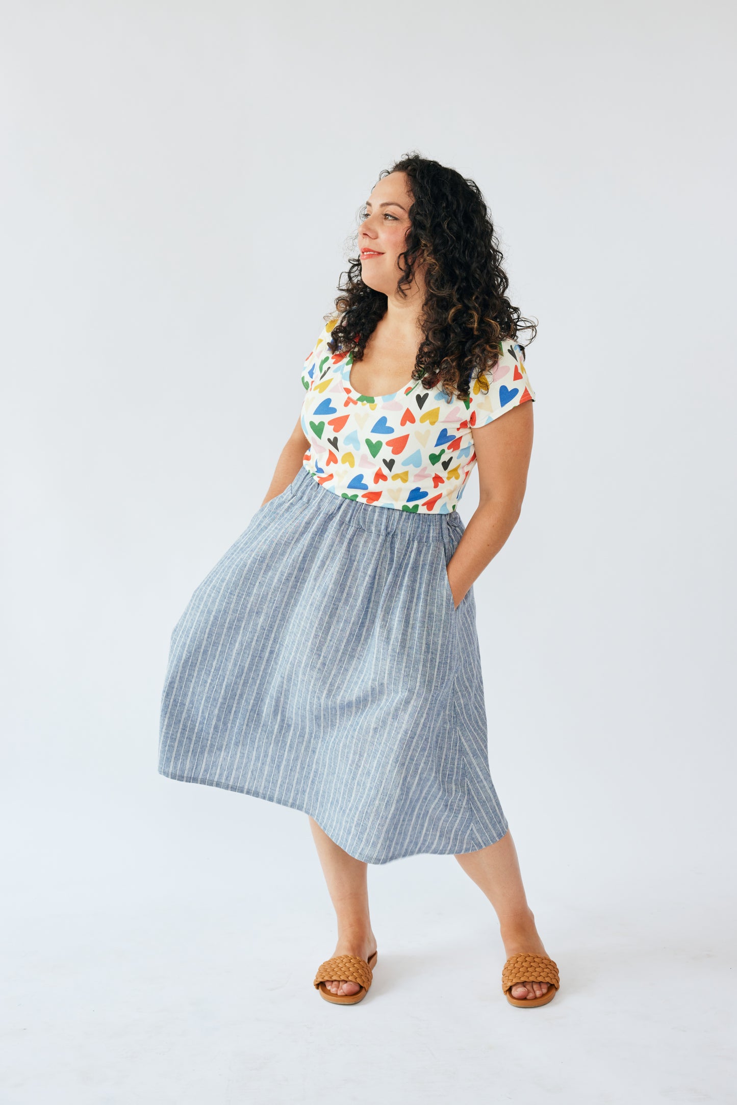 Grown-up Skirt - Blue Hemp Stripe