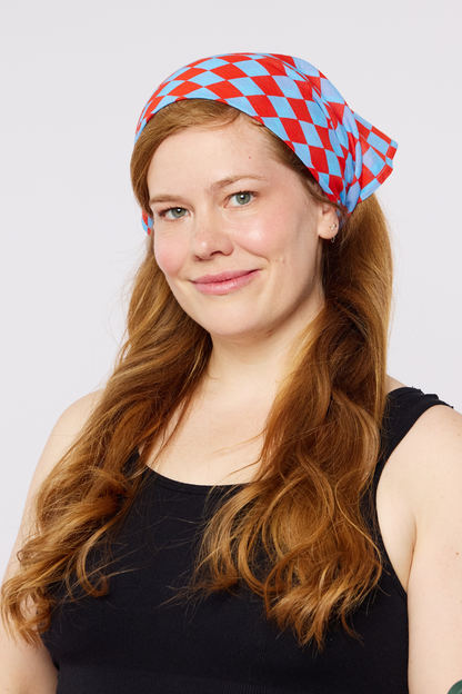 Organic Cotton Bandana - Red & Blue Checkers