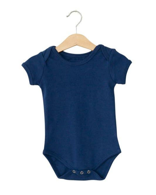 Organic Short Sleeve Baby Bodysuit - Navy