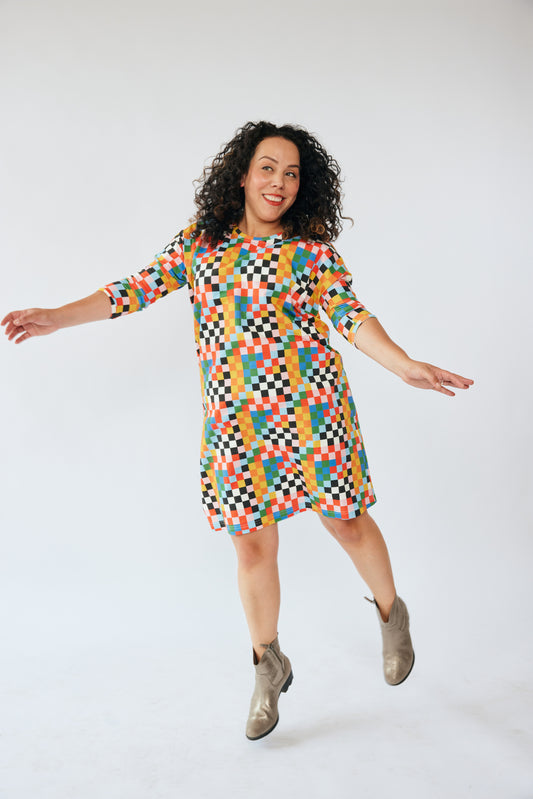 Organic Every Day Dress - Circus Checkers