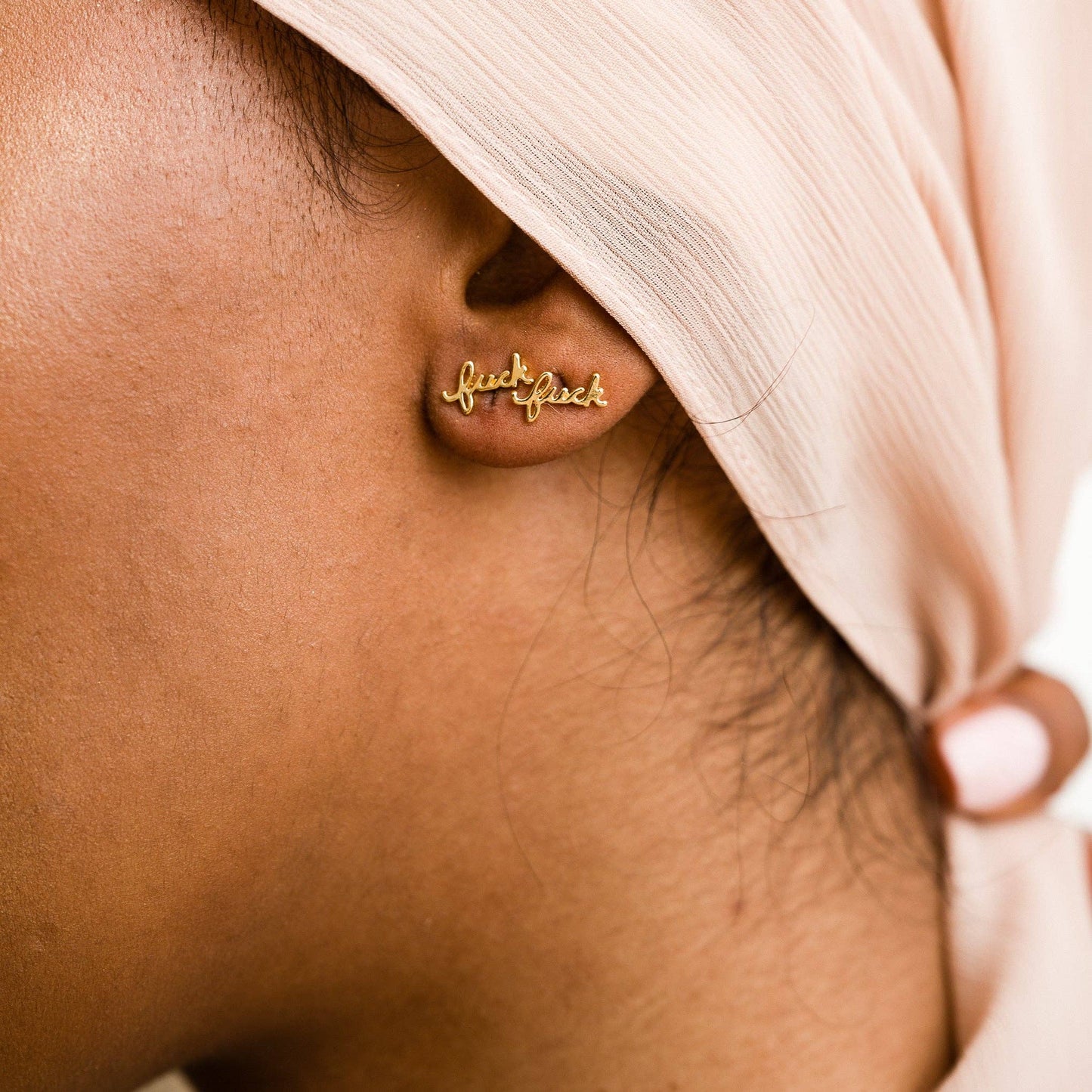 F*ck Script Stud Earring