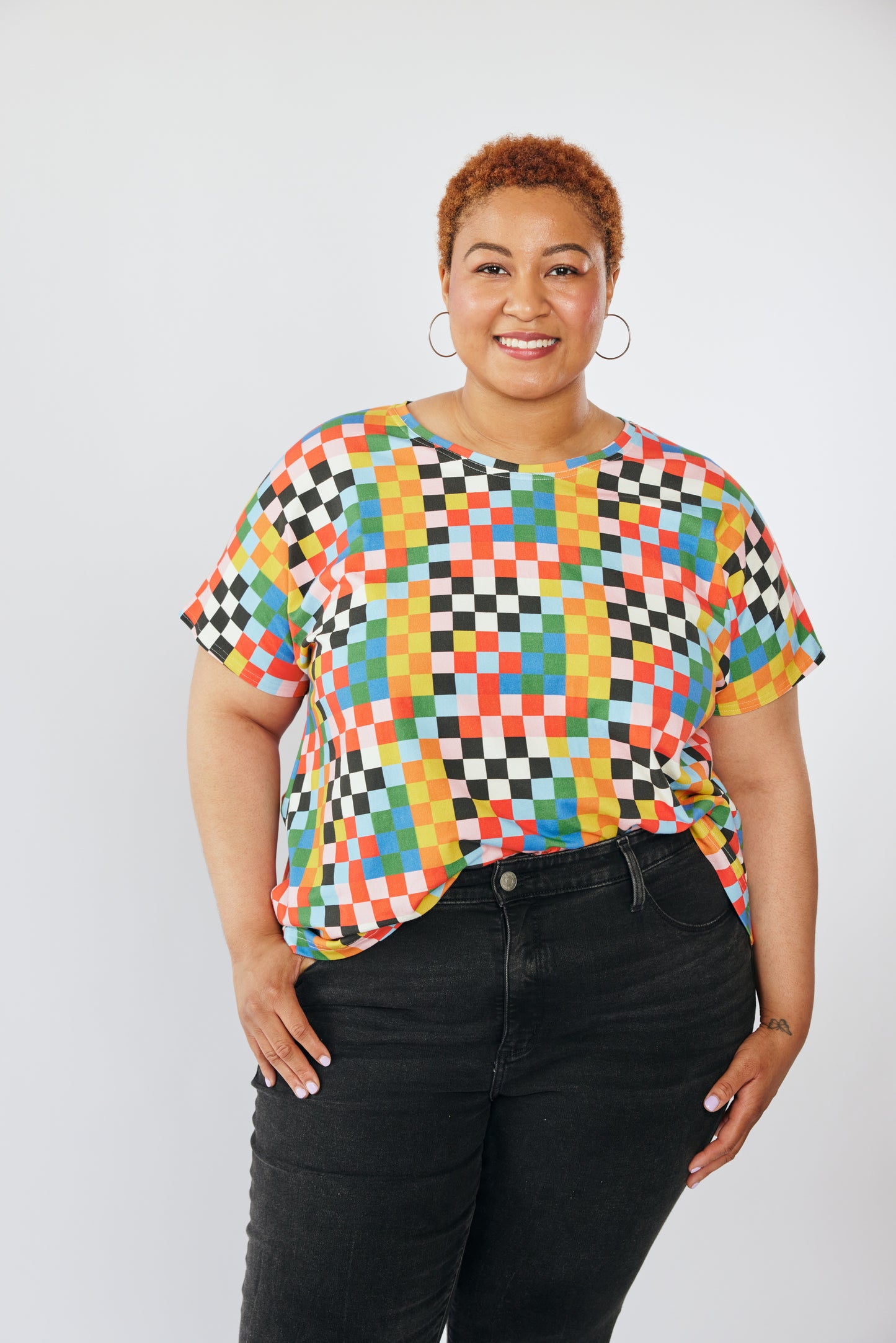 Short Sleeve Organic Every Day Top - Circus Checkers