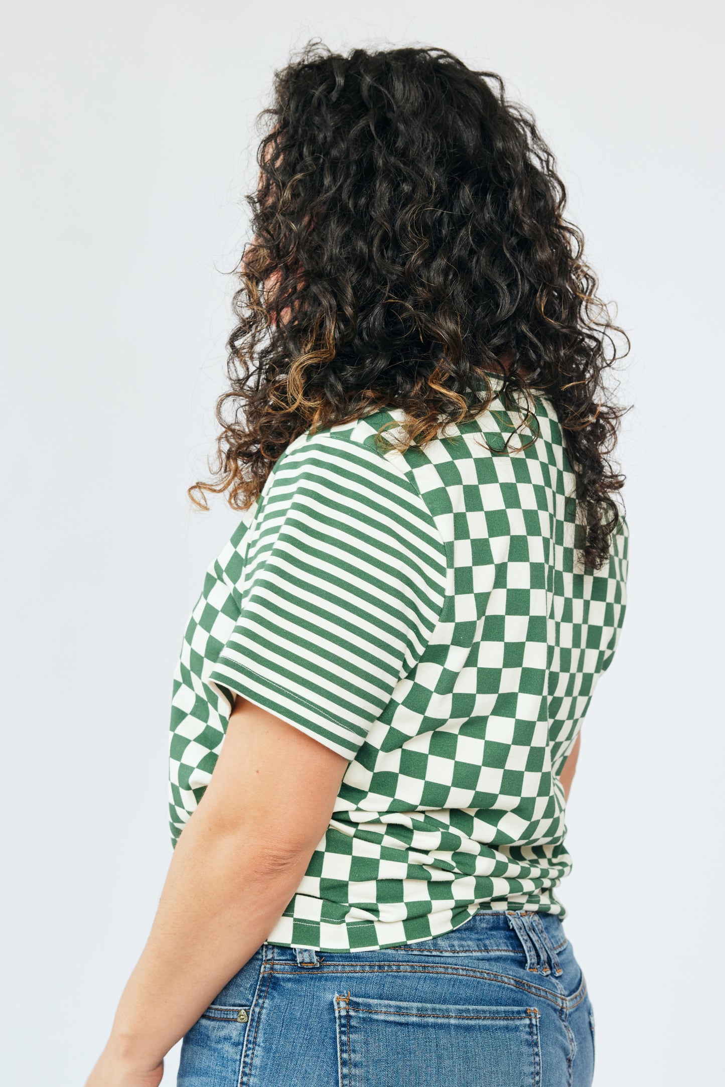 Grown-up Organic T-shirt - Green Checkers