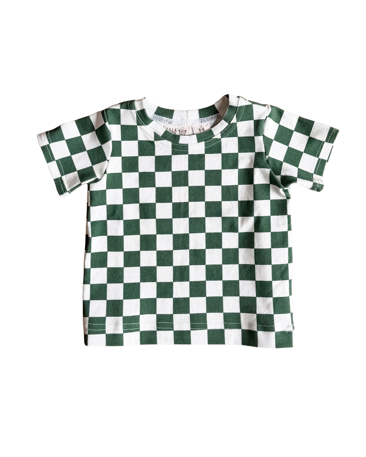 Baby & Kid Organic Tee - Green & White Check