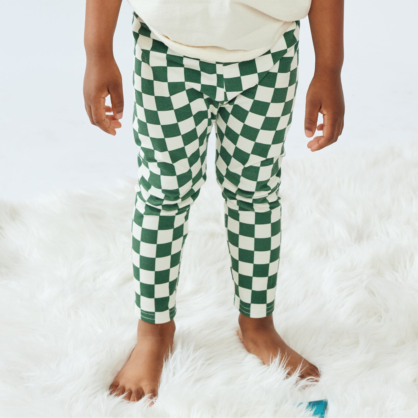 Baby & Kid Organic Leggings - Green Checkers
