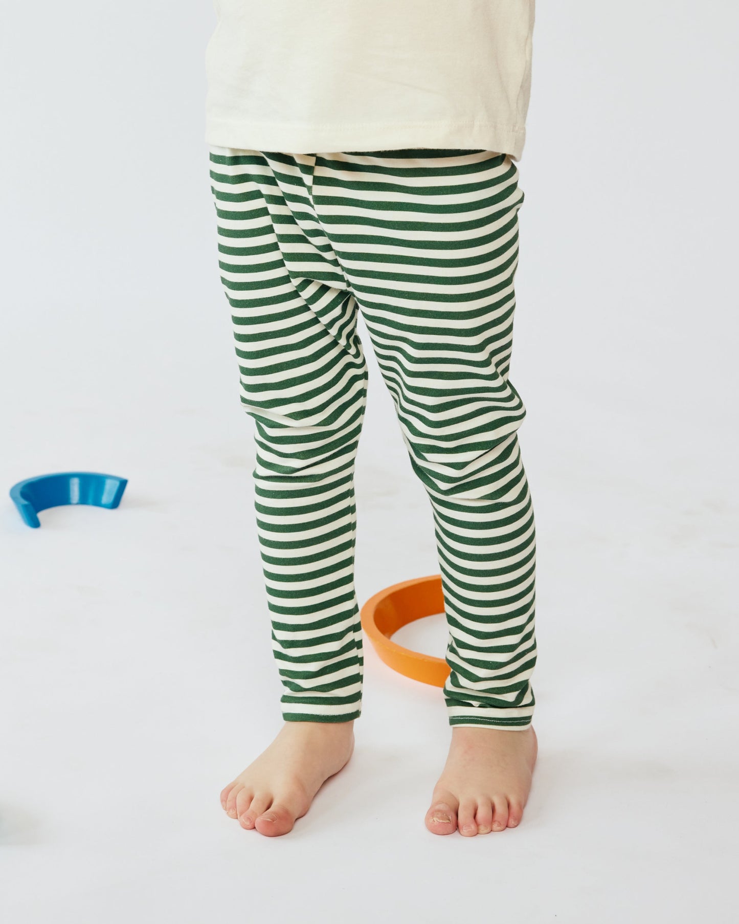 Baby & Kid Organic Leggings - Green Stripes