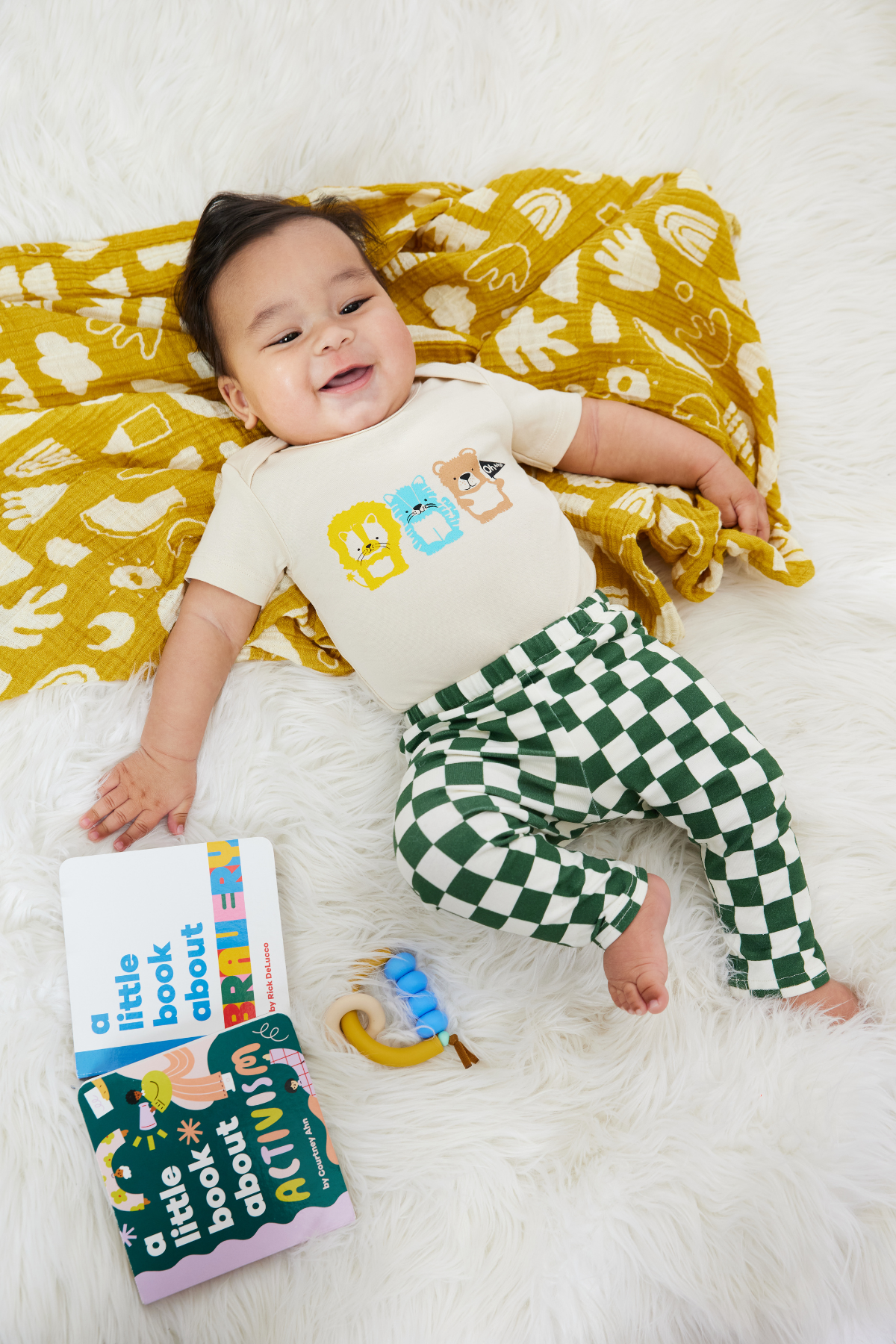 Lilla Barn x Earth Cadets Baby Kid Leggings Green Checkers 3T