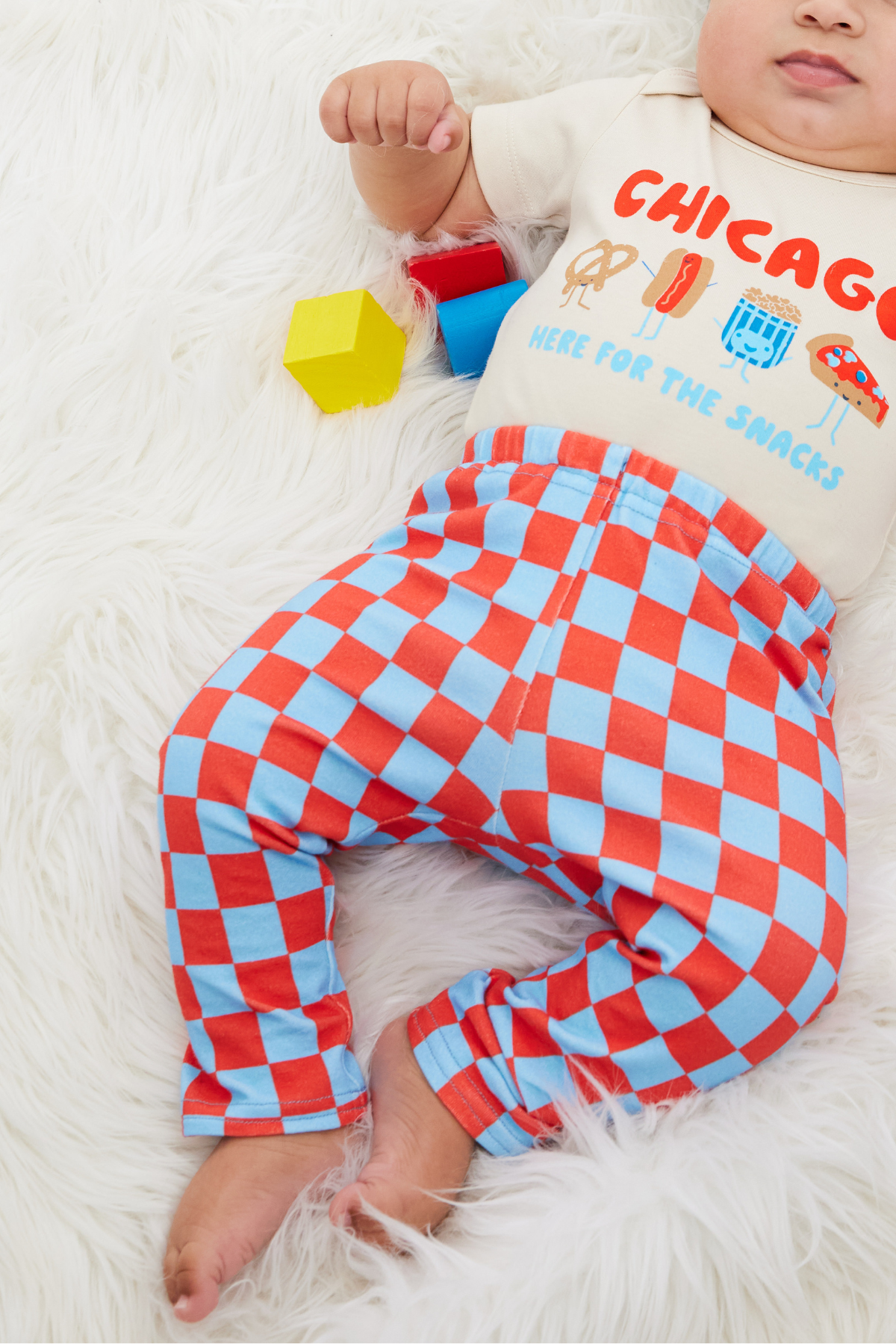 Baby & Kid Organic Leggings - Red & Blue Checks