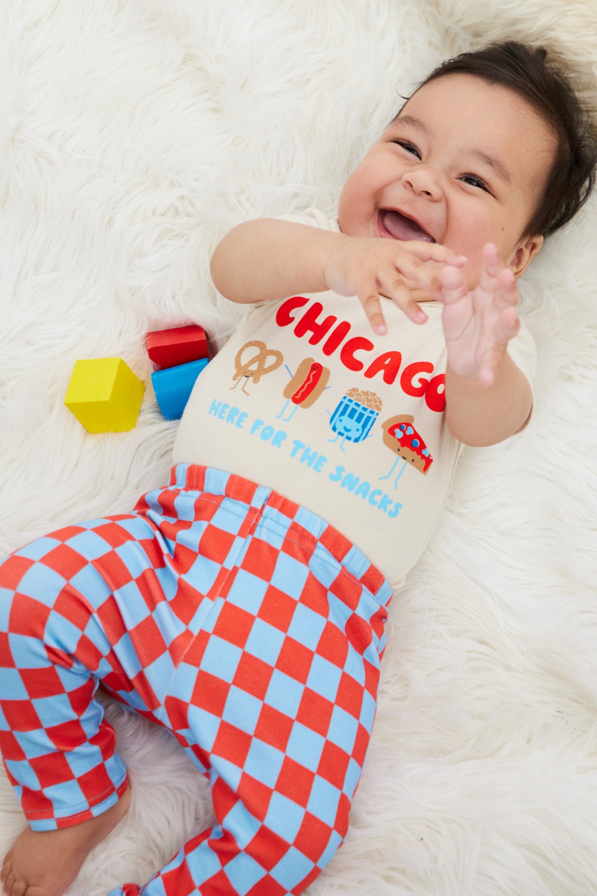 Baby & Kid Organic Leggings - Red & Blue Checks