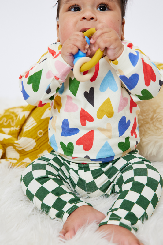 Baby & Kid Organic Leggings - Green Checkers