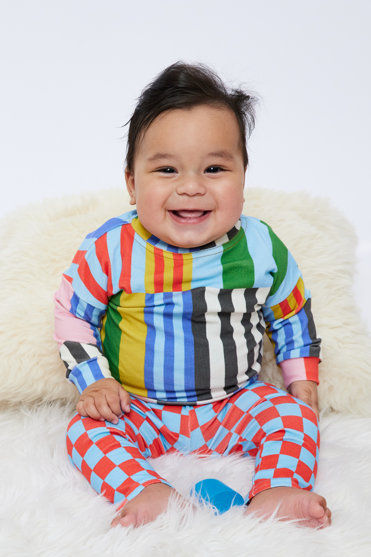 Baby & Kid Organic Leggings - Red & Blue Checks