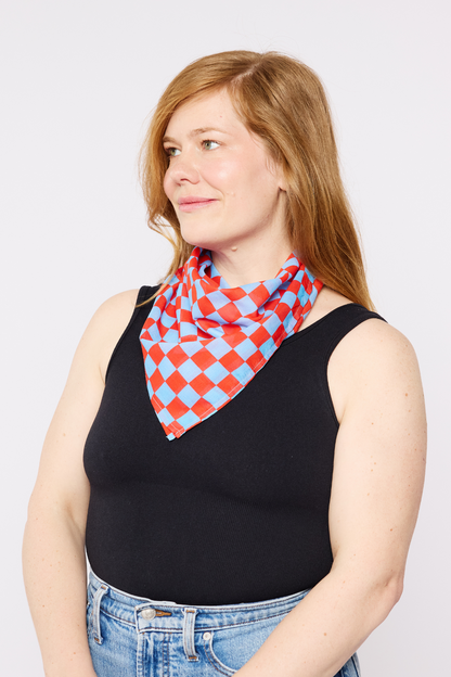 Organic Cotton Bandana - Red & Blue Checkers