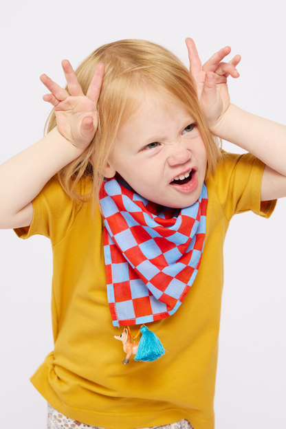 Organic Cotton Bandana - Red & Blue Checkers
