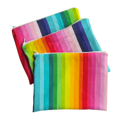 zipper pouch made from rainbow fabric