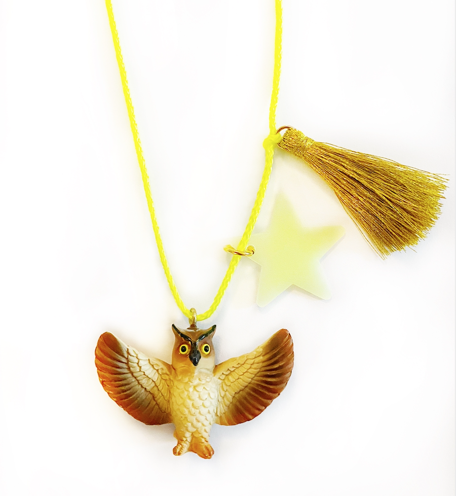Marlo the Owl with Glow in the Dark Star Necklace