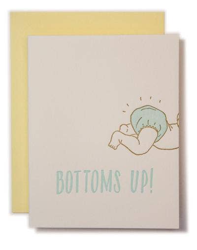 Bottoms Up Baby New Parents Card - Blank Inside
