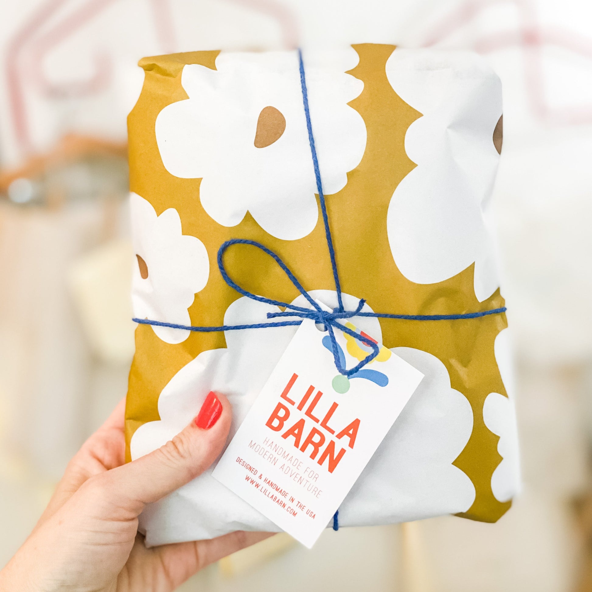 Lilla Barn package wrapped in paper designed by Chicago designer Form and Funk