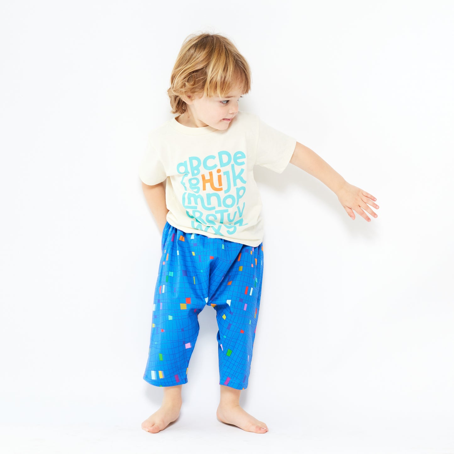Baby & Toddler Organic Play Pants - Blue Grid - 4T
