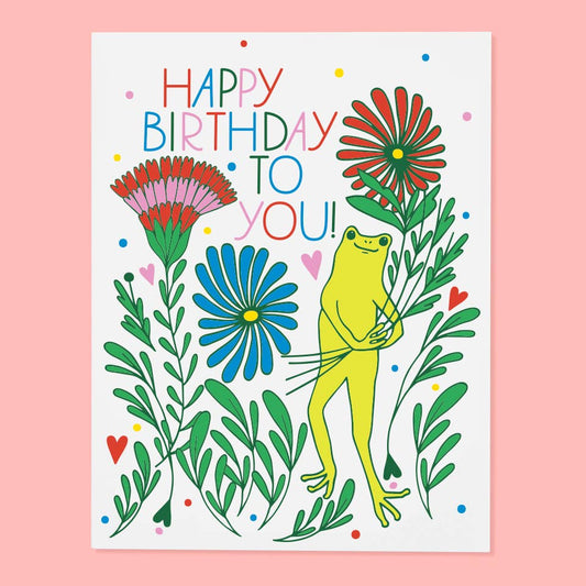 Froggy Bouquet Card - Blank Inside