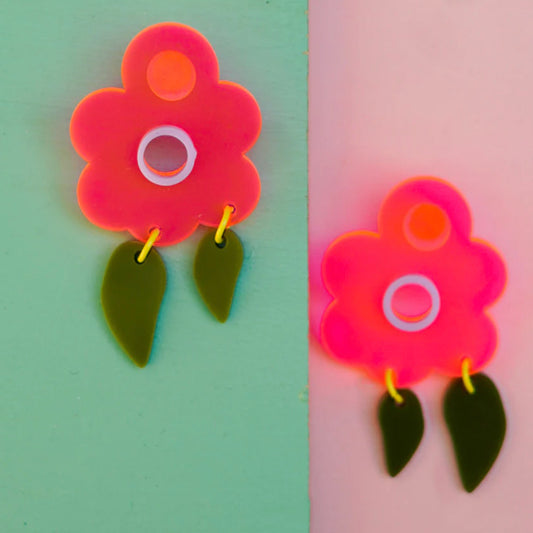 Pink Flower Earrings